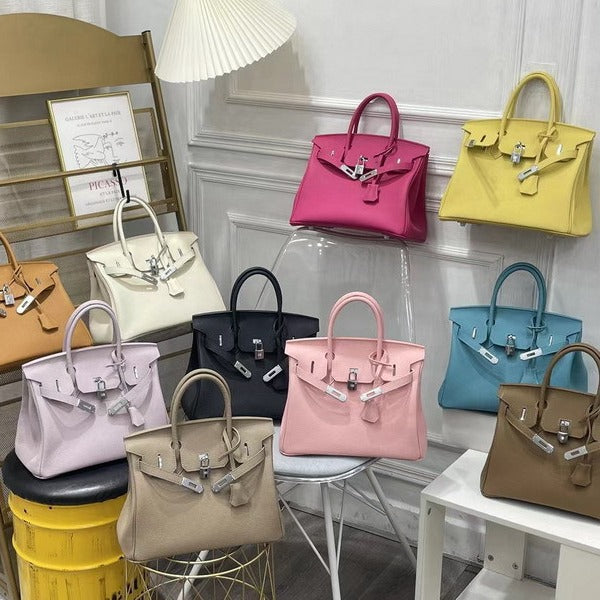 New Colors Genuine Leather Inspired Berkin Bag Top Handle Bag