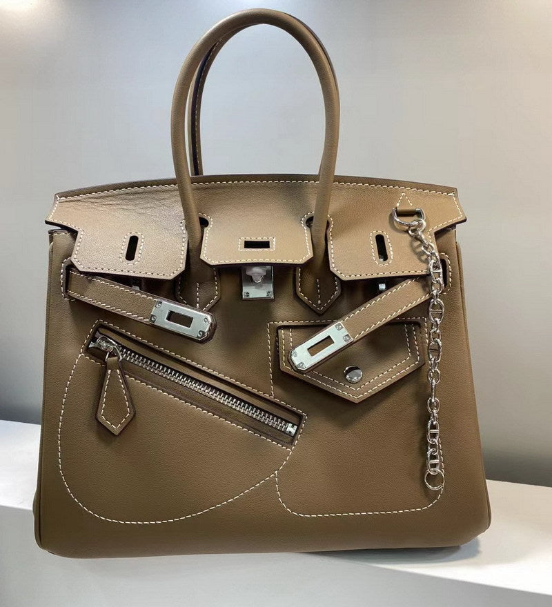 Limited Edition Rock Berkin 25 Silver Hardware Evercolor Unisex Bag