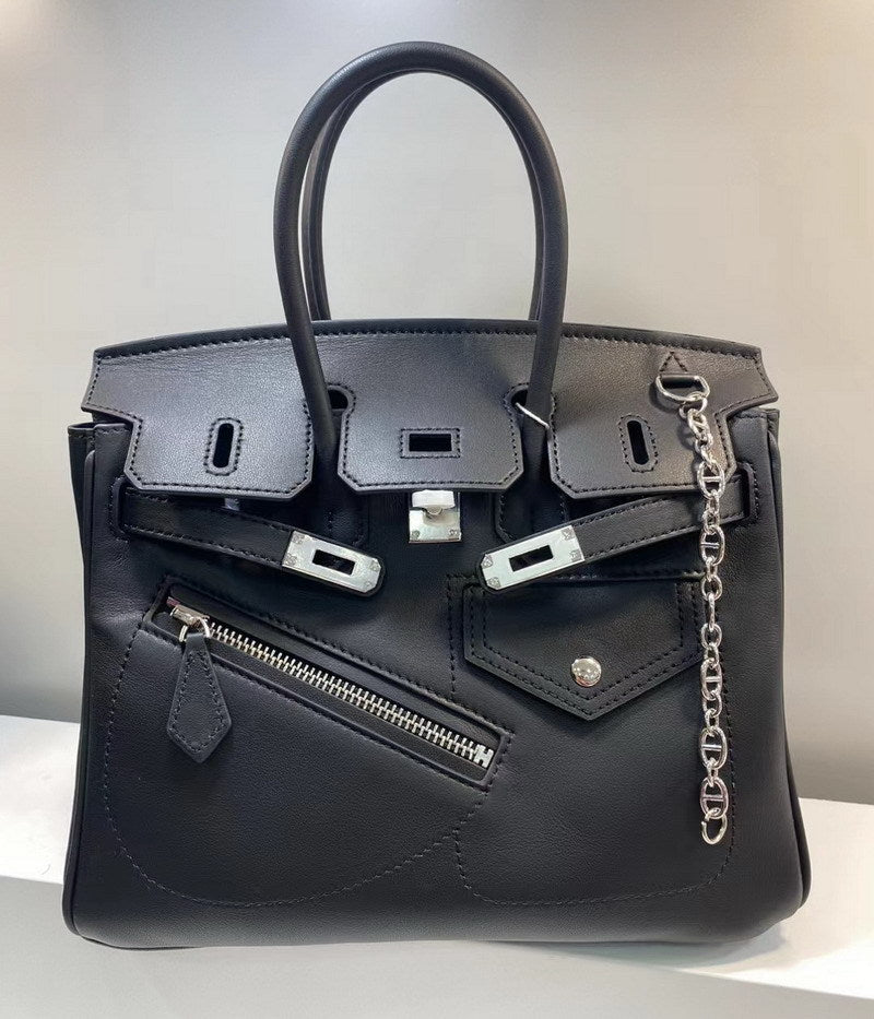 Limited Edition Rock Berkin 25 Silver Hardware Evercolor Unisex Bag