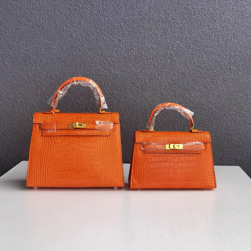 Inspired Kelli Bag Crocodile Pattern Leather Handbags for Woman