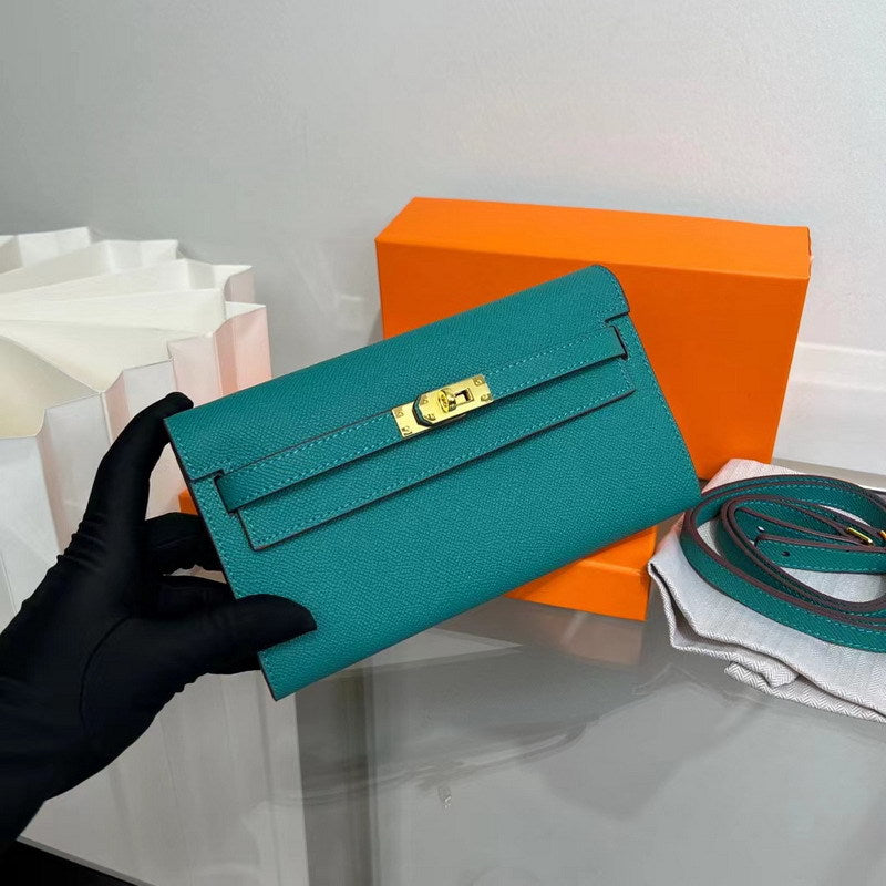 Leather Kelly to Go Long Wallet Girls Clutch Bag Luxury Shoulder Bag