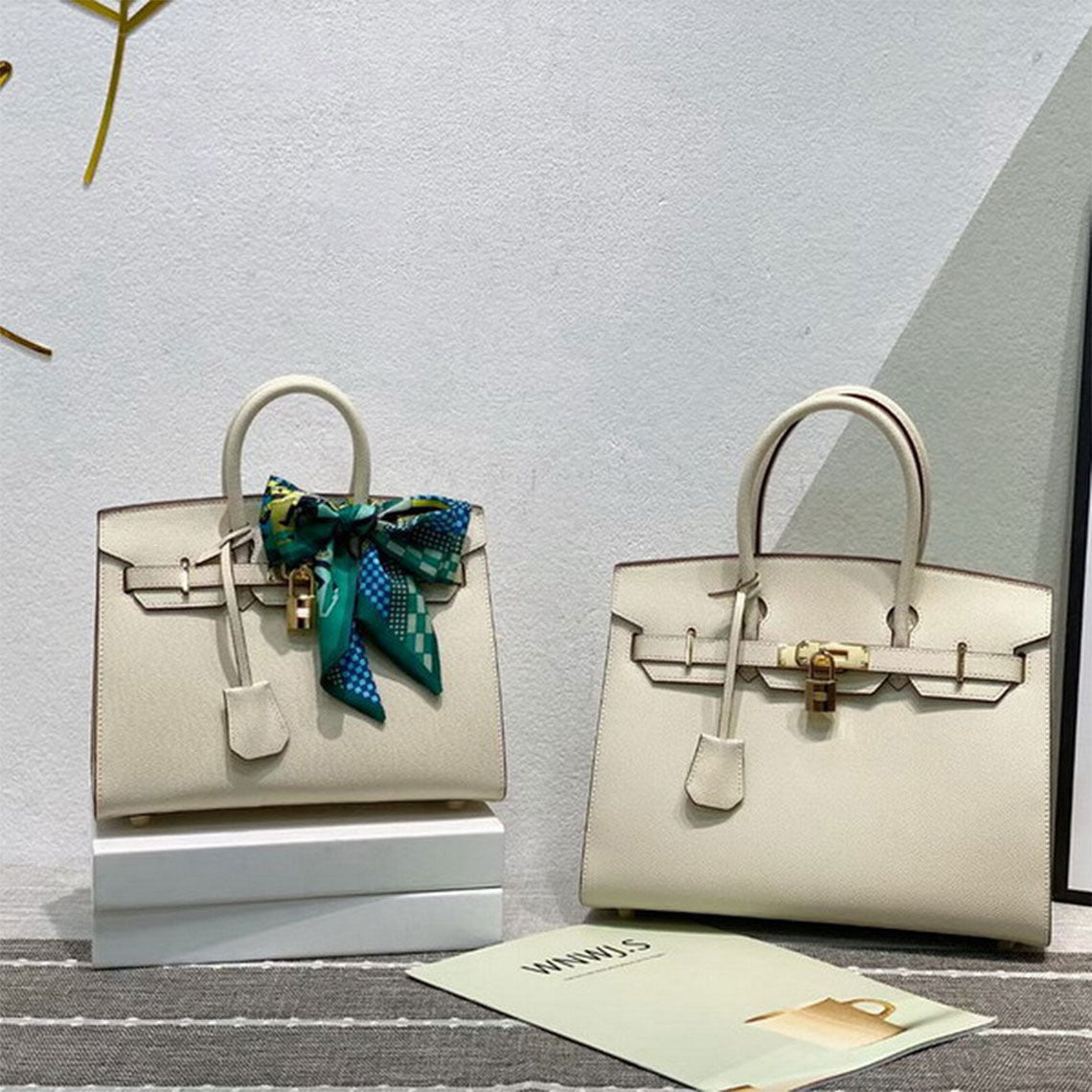 Iconic Inspired White Sellier Birkin 25 & 30 | Classic Leather Handbags