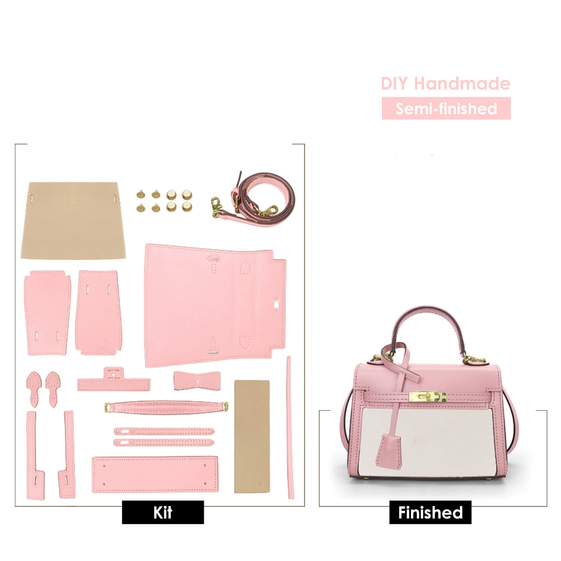 Pink Leather Kelly Bag Upcycle Kit | Leather Bag Patterns