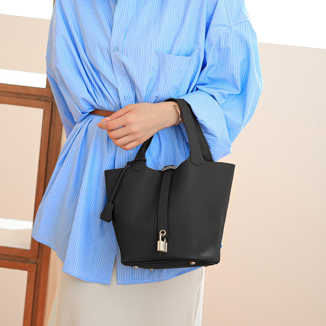 POPSEWING® Top Grain Leather Lady Picotin Lock Totes Bag DIY Kit