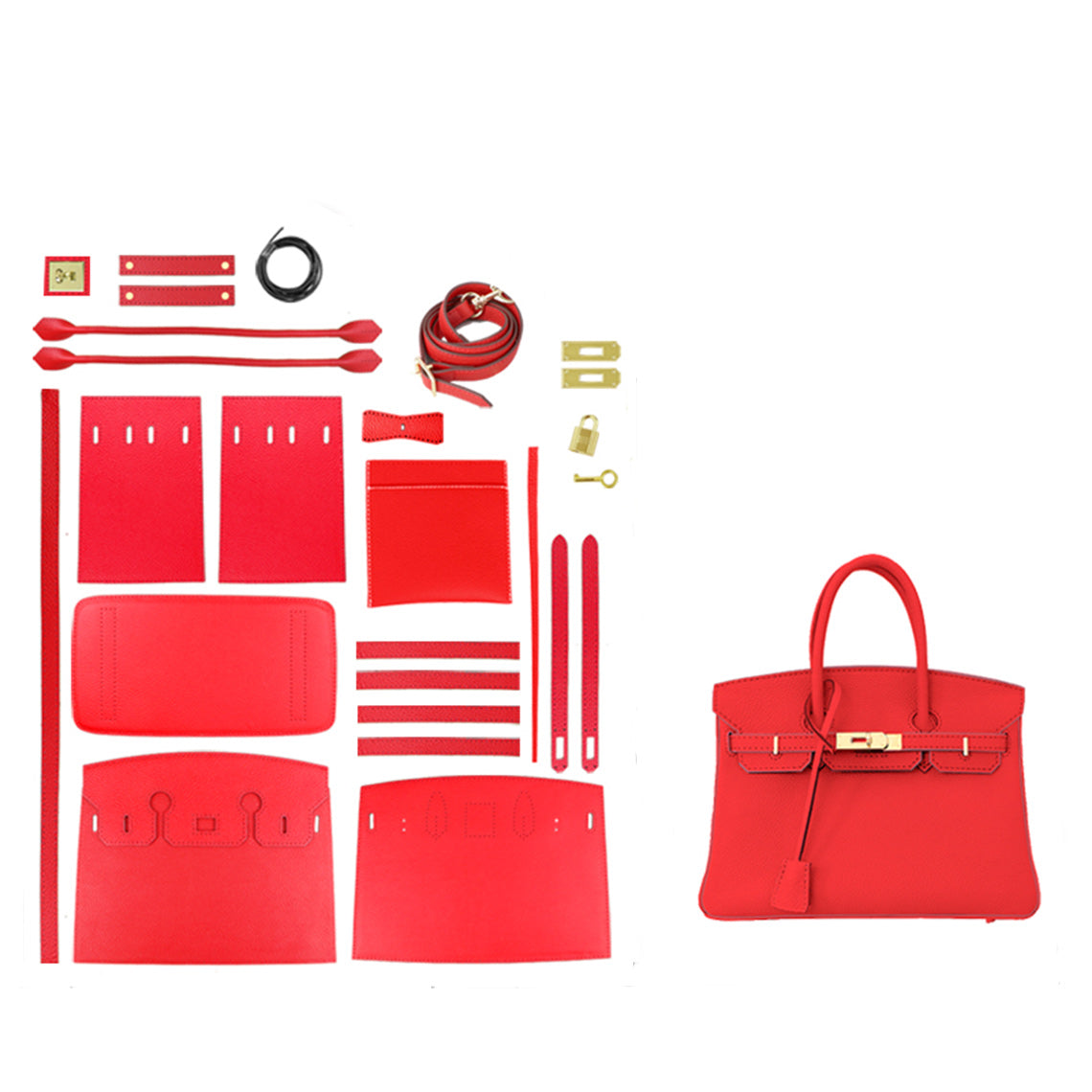 Red Leather Handbag for Women | Semi-finished DIY Bag Kits - POPSEWING®
