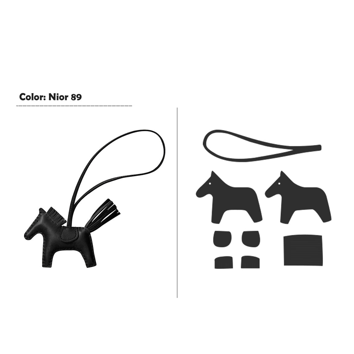 All Black Milo Rodeo Horse Charm DIY Leather Patterns Sewing Kits - POPSEWING®