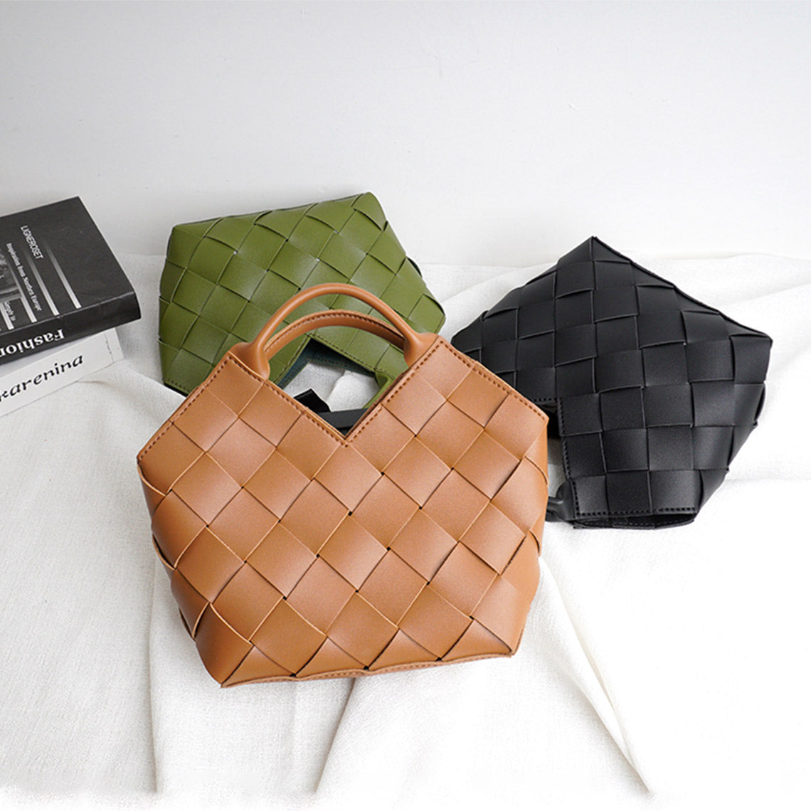 Vegan Leather Woven Handbag for Women | Handmade Leather Bags - POPSEWING®