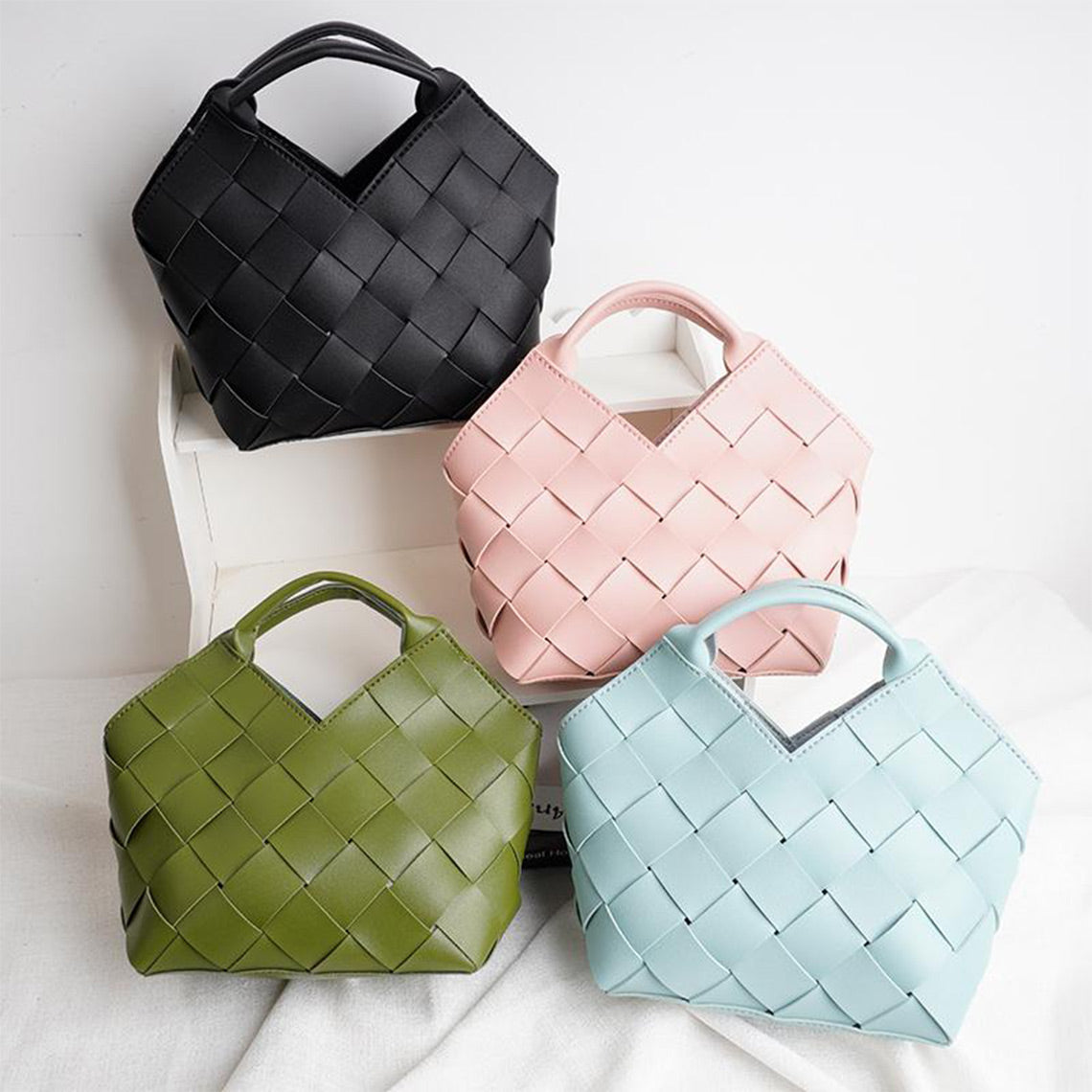 Vegan Leather Woven Handbag for Women - POPSEWING®