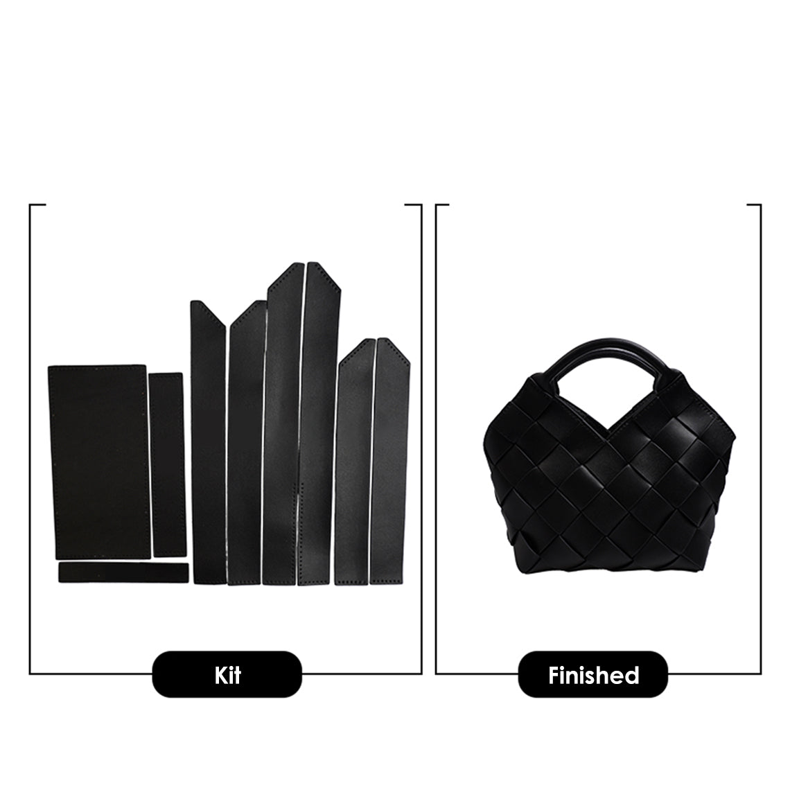 Black Leather Woven Handbag DIY Patterns | A Leather Kit to Make Your Own Bag - POPSEWING®