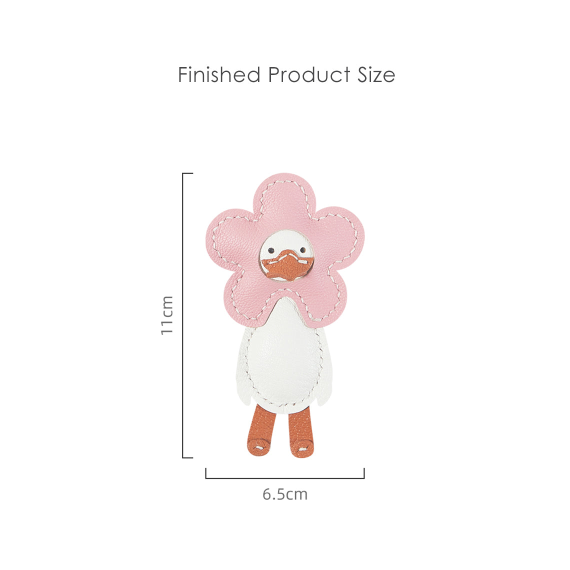 Pink Happy Duck Keychain Charm Size - POPSEWING®