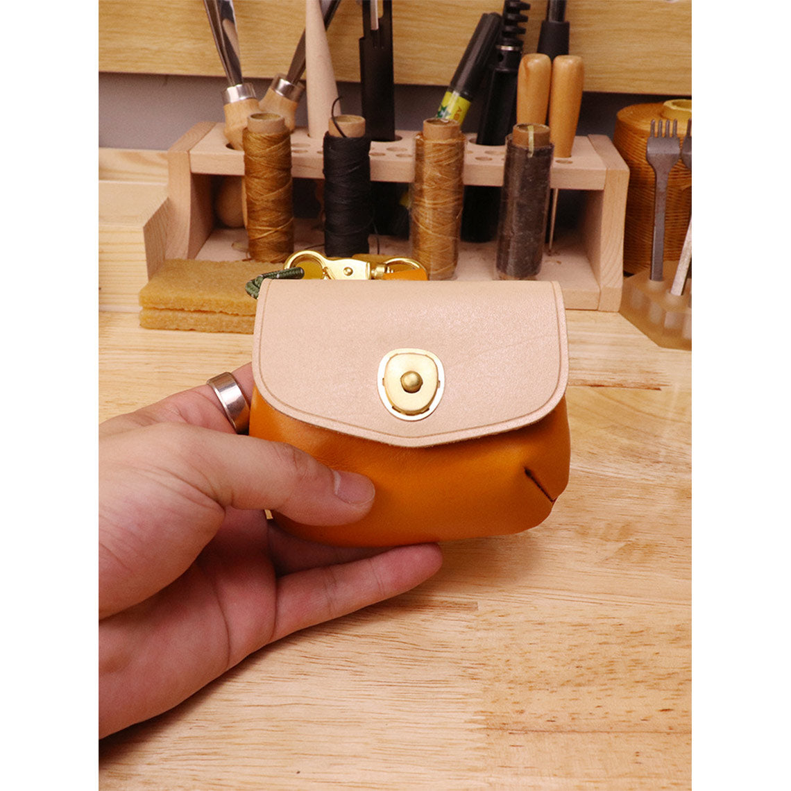 POPSEWING® Leather Bi-color Coin Purse Airpods Holder