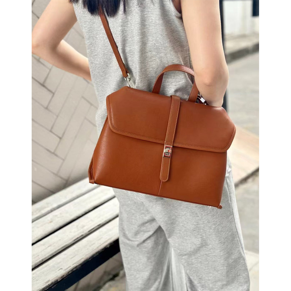 Leather Commute Crossbody Bag