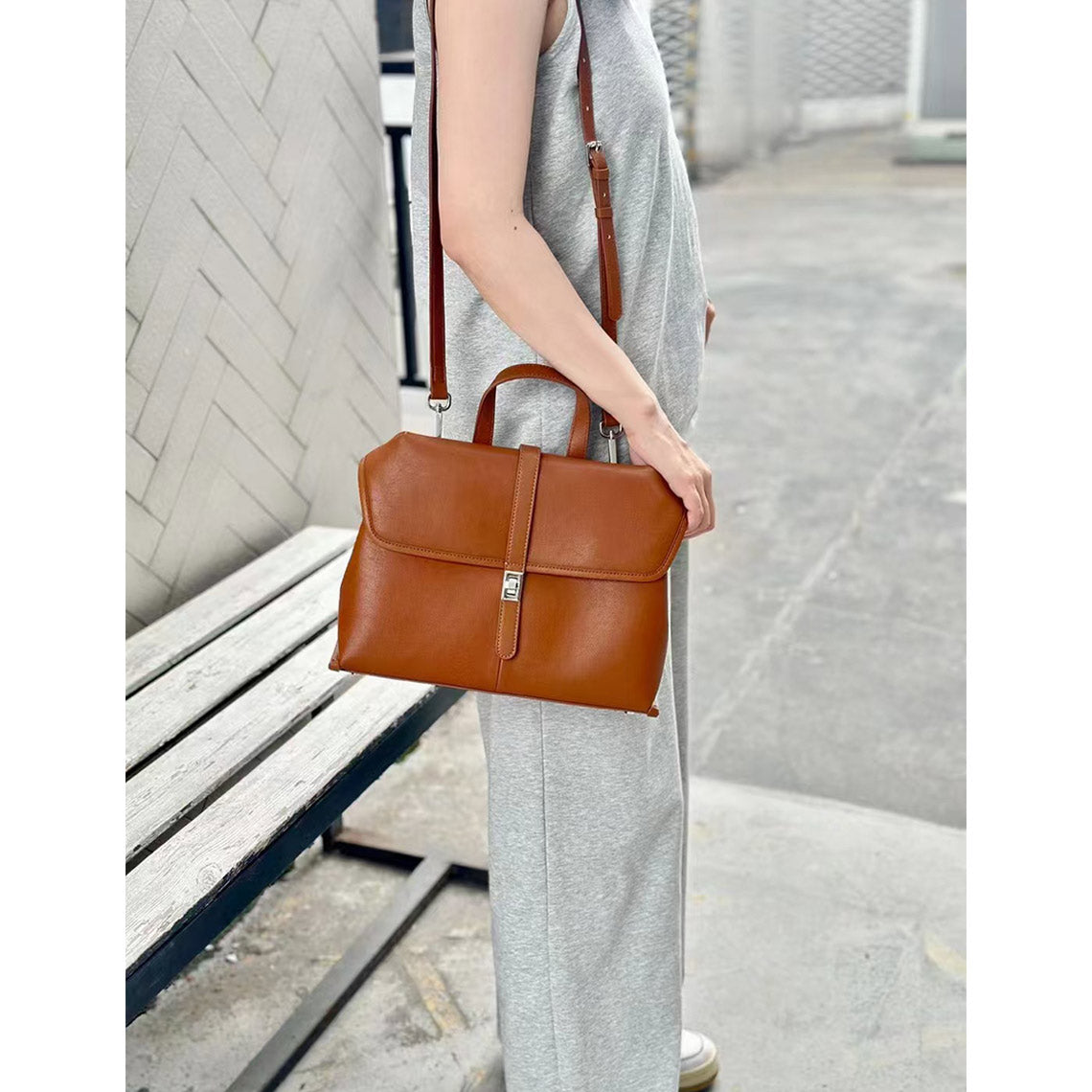 Leather Commute Crossbody Bag