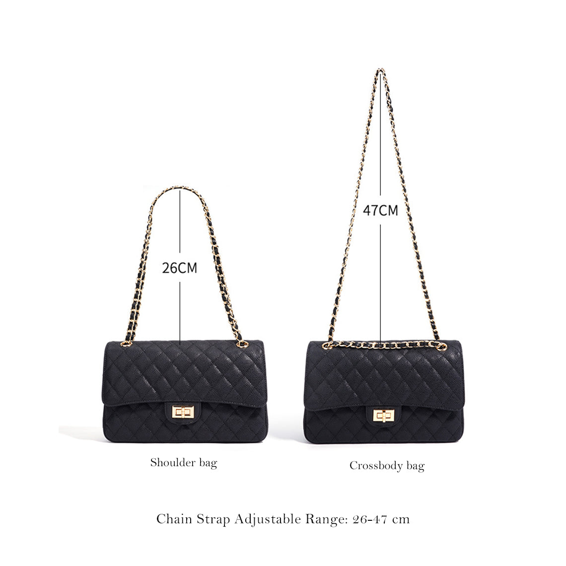 Inspired Flap Chain Bag Shoulder Bag with Adjustable Woven Chain
