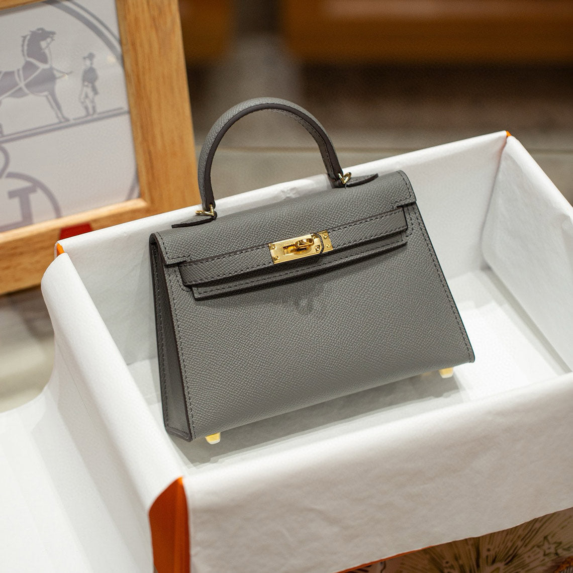 Top Grain Leather Inspired Mini Kelli 19 Handbag