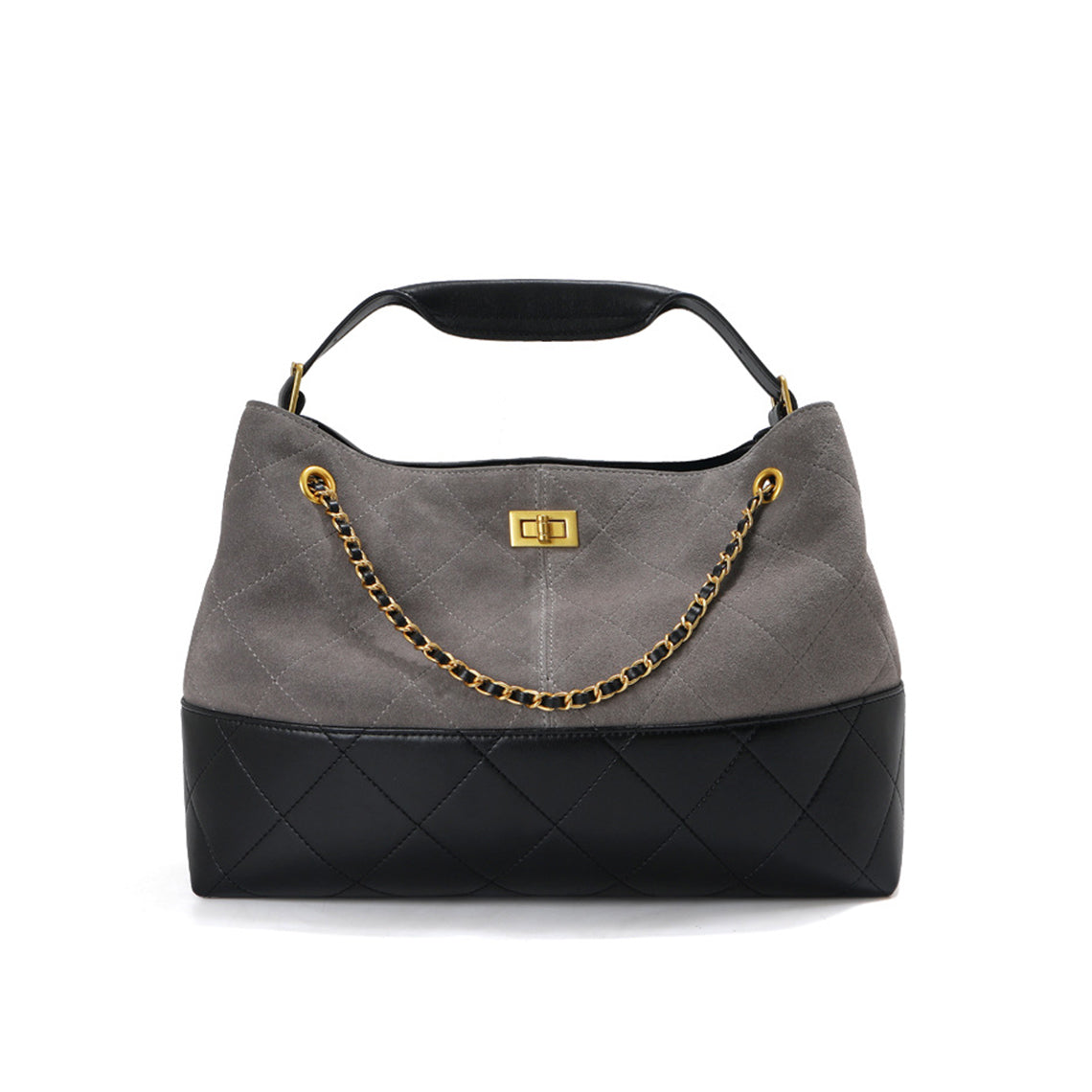 Suede Leather Quilted Chain Shoulder Bag