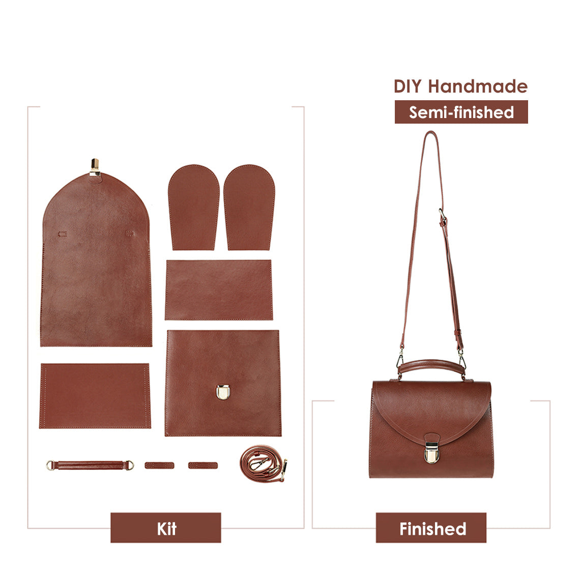 DIY Handbag Kit | Leather Crossbody Bag DIY Craft Kit for Adults - POPSEWING