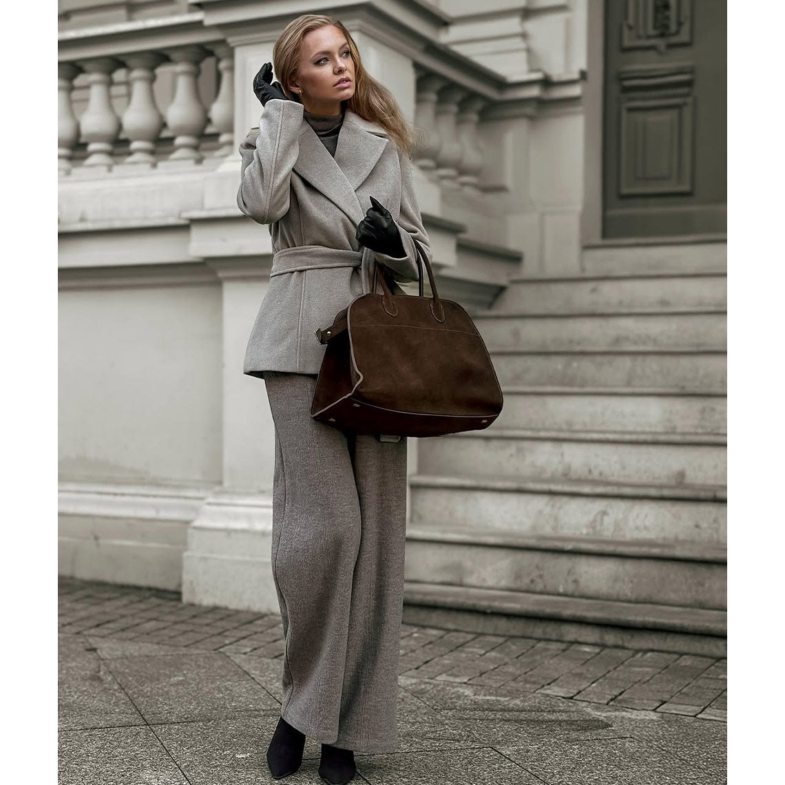 Suede Brown Leather Large Tote Bag for Women