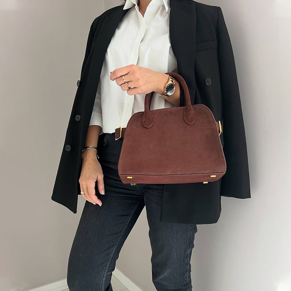 Small Leather Handbag Tote Bag for Women Suede Leather Bags