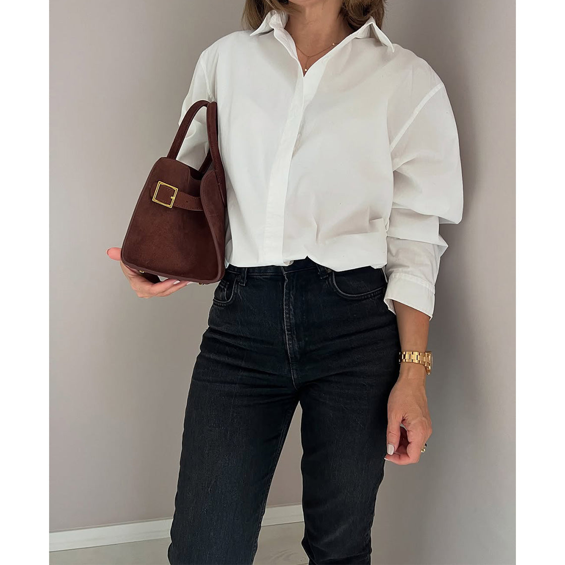 Classic Brown Leather Handbag Clutch Purse