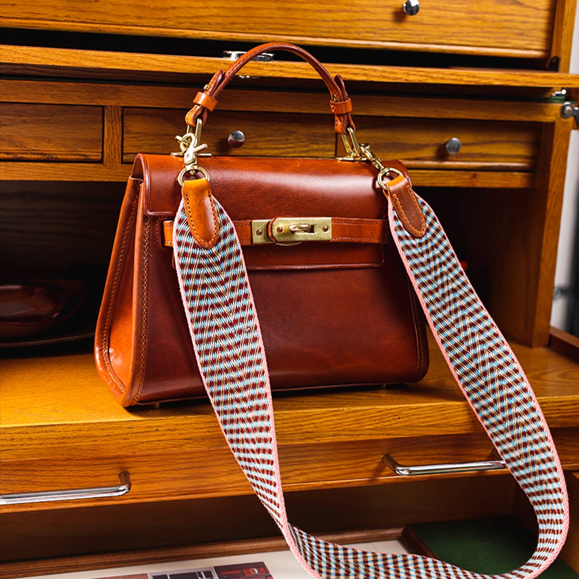 Handmade Webbing Crossbody Bag Straps with Real Leather Details - POPSEWING®