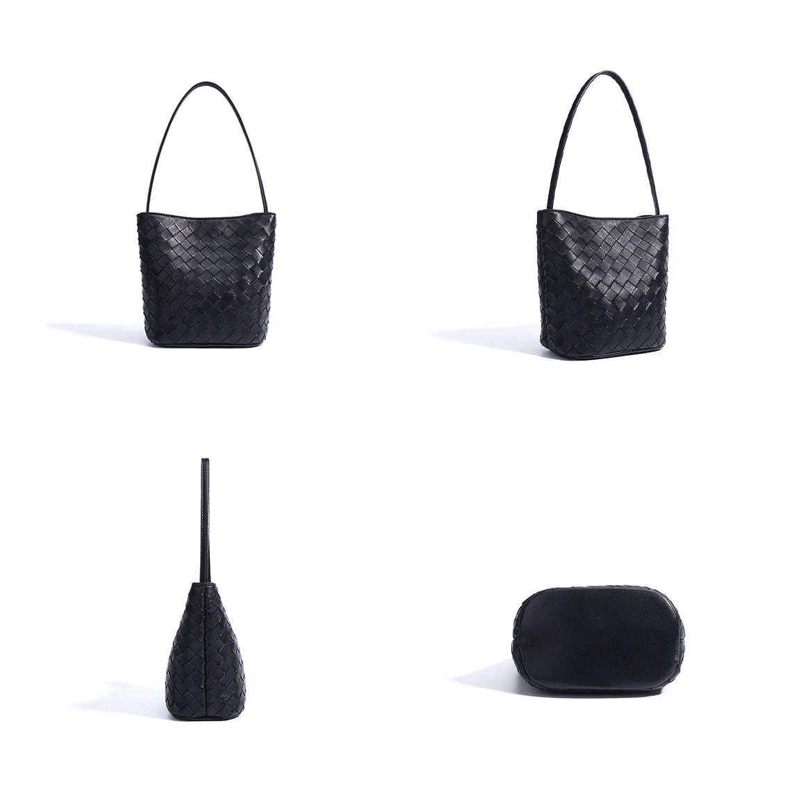 Sheep Leather Small Woven Tote Bag