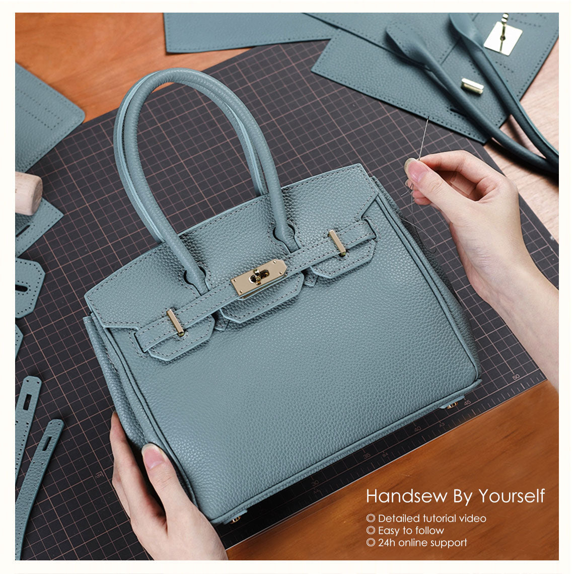 Top Grain Leather Platinum Bag | DIY BAG Kit | Birkin Handbag | POPSEWING™