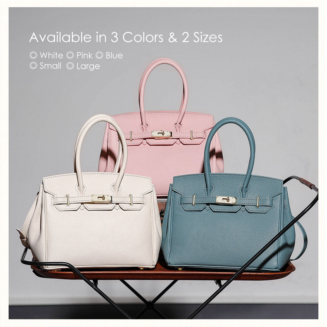 Blue & Pink & White Birkin Bag | DIY Leather handmade bag Kit | Birkin Handbag | POPSEWING™