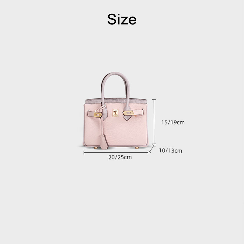Top Grain Leather Inspired Birk Bag Pink Bi Color Handbag Woman
