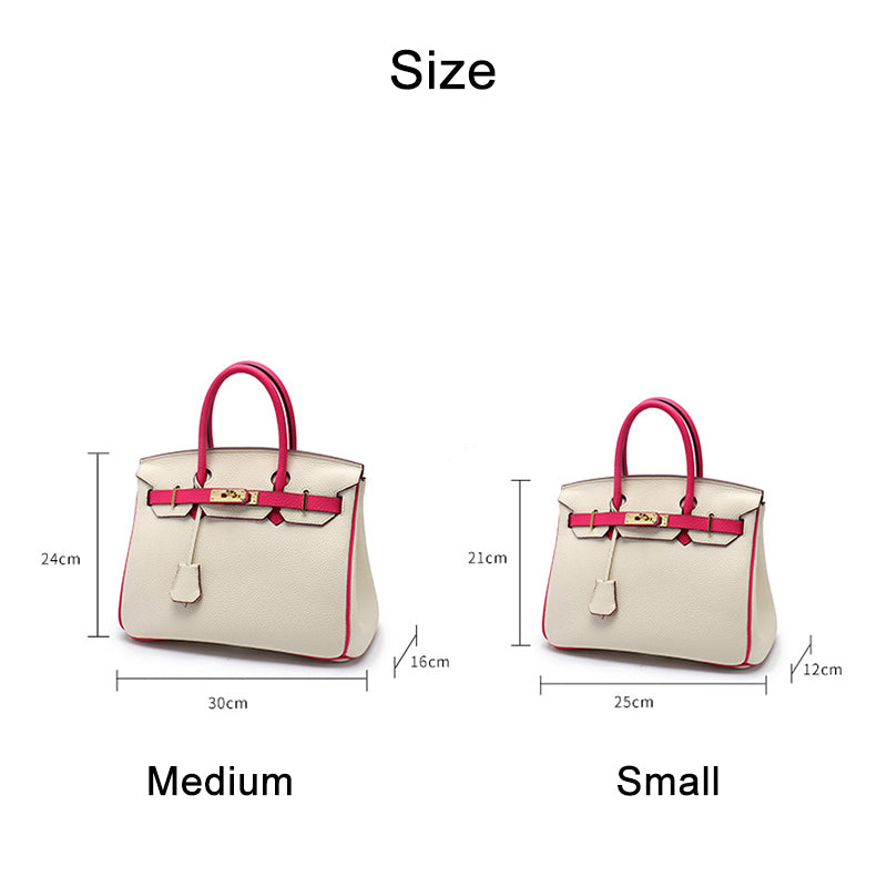 Top Grain Leather Inspired Birk Bag Bi Color Handbag Woman