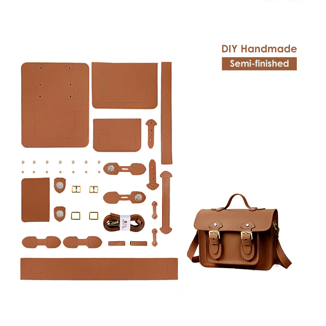 Women Small Fashion Leather Crossbody Bag DIY Kit | Brown | POPSEWING™