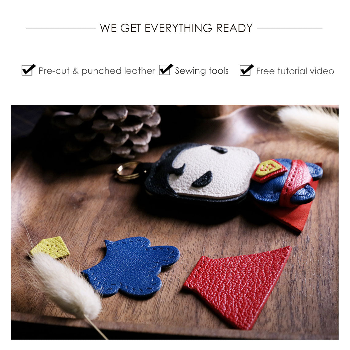Superman Leather Keychain | Make a Leather Keychain at Home DIY Kits - POPSEWING™