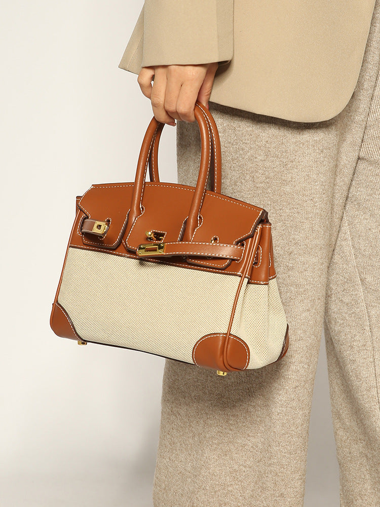 Inspired Birkin Bag Canvas & Vegan Leather Handbags for Woman