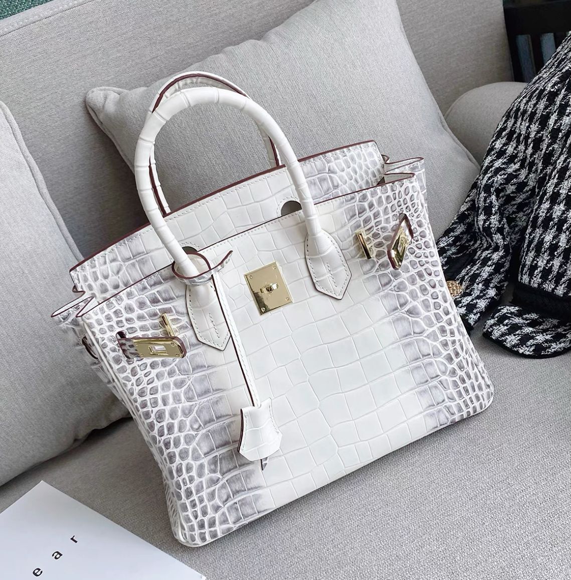 Inspired Platinum Bag Crocodile Pattern Leather Handbags for Woman