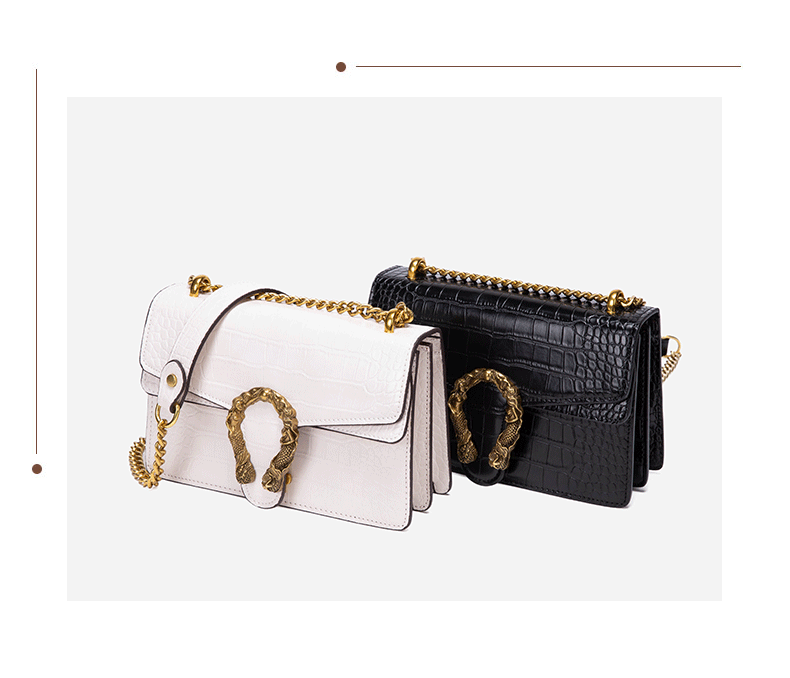 Crocodile Pattern Faux Leather Chain Bag Woman Shoulder Bag