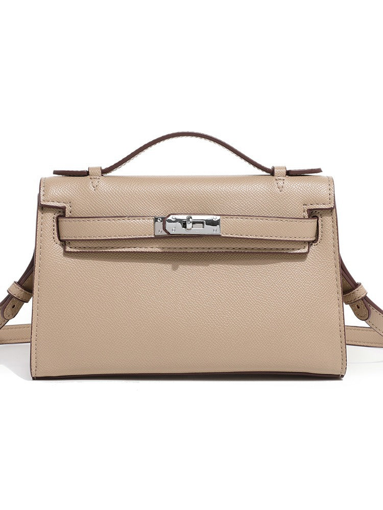 Inspired Kelly Bag Vegan Leather Crossbody for Woman Silver Hardware