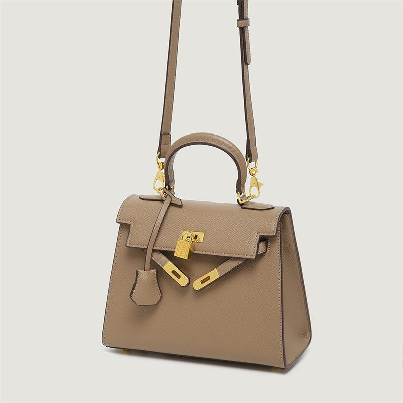 Inspired Kelly Bag Vegan Leather Handbag for Woman Golden Hardware