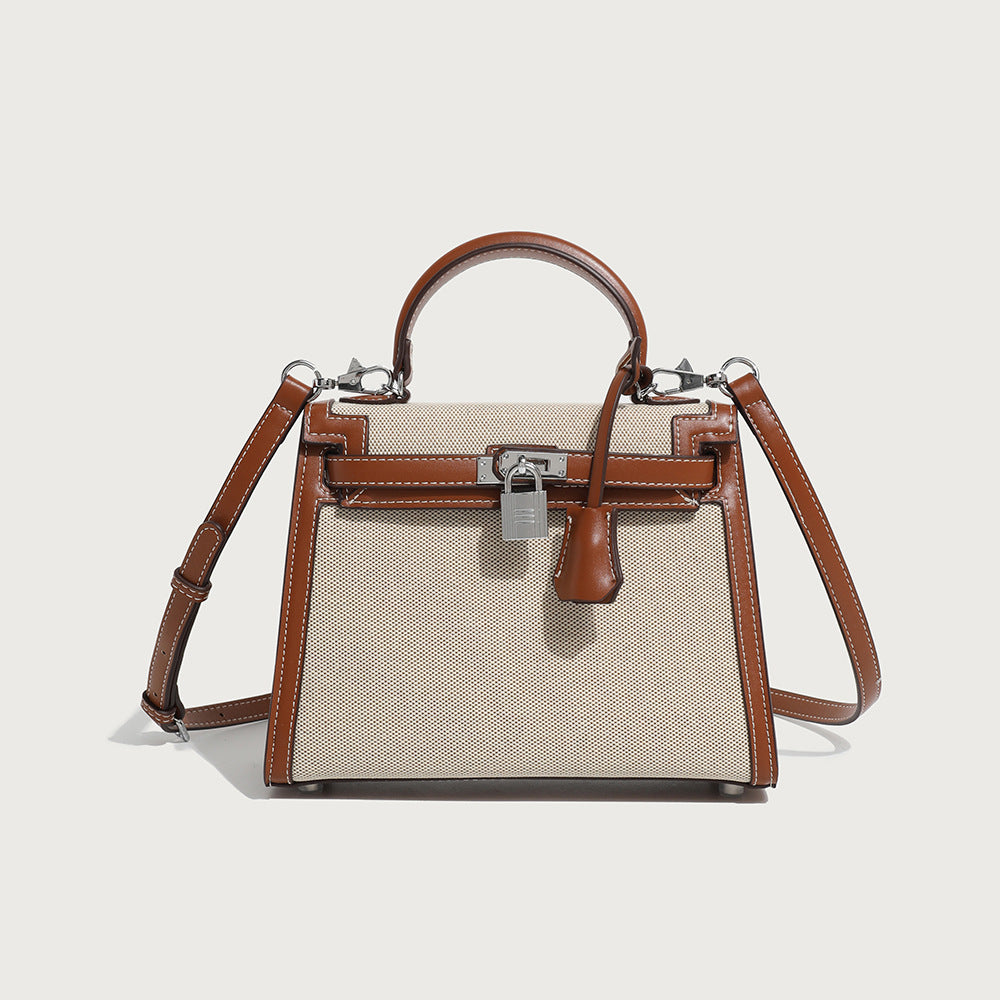 Inspired Kelly Bag Canvas & Vegan Leather Handbags for Woman