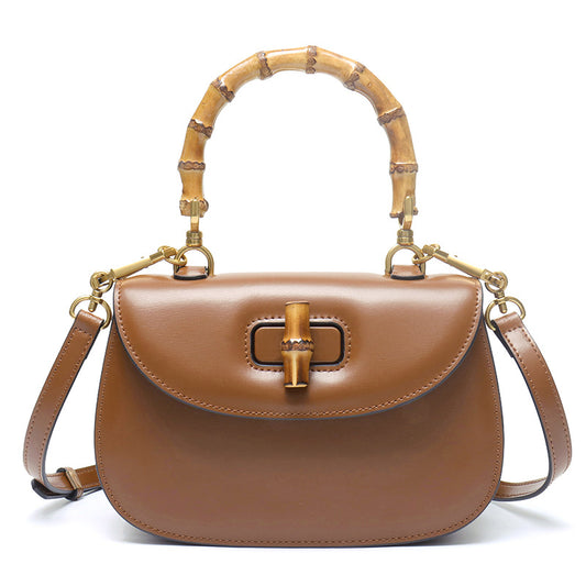 Genuine Leather Retro Bamboo Bag Handbags for Woman