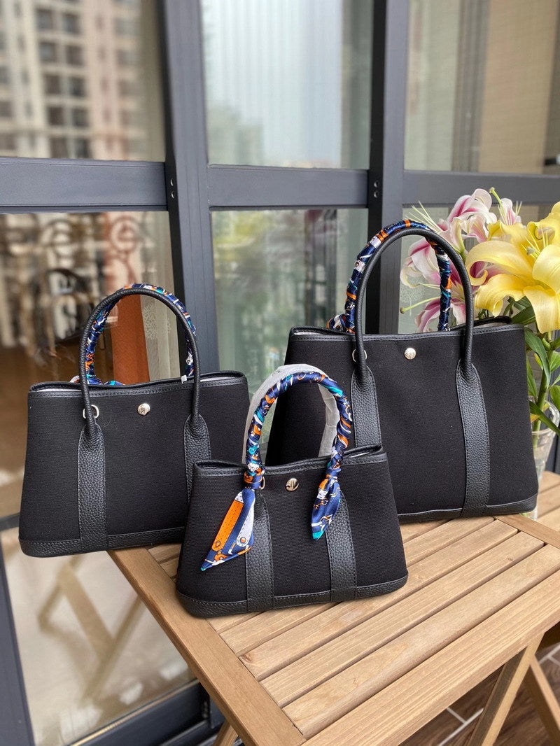 Canvas & Leather Party Bag Contrast Color Handbags for Woman