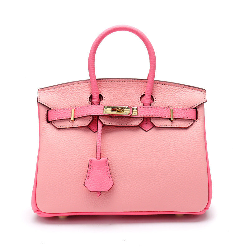 Top Grain Leather Inspired Birkin Bag Macaron Color Handbag Woman