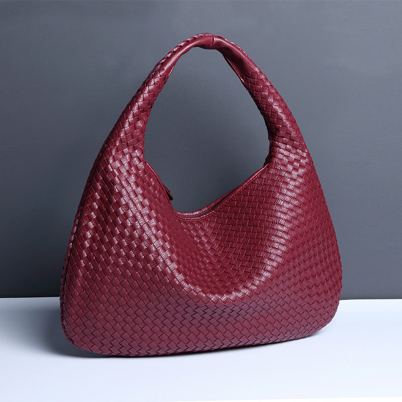 Dumpling Bag Woman Hobo Bag Vegan Leather Woven Bag