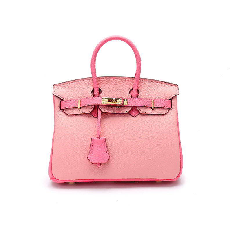 Top Grain Leather Inspired Birkin Bag Macaron Color Handbag Woman