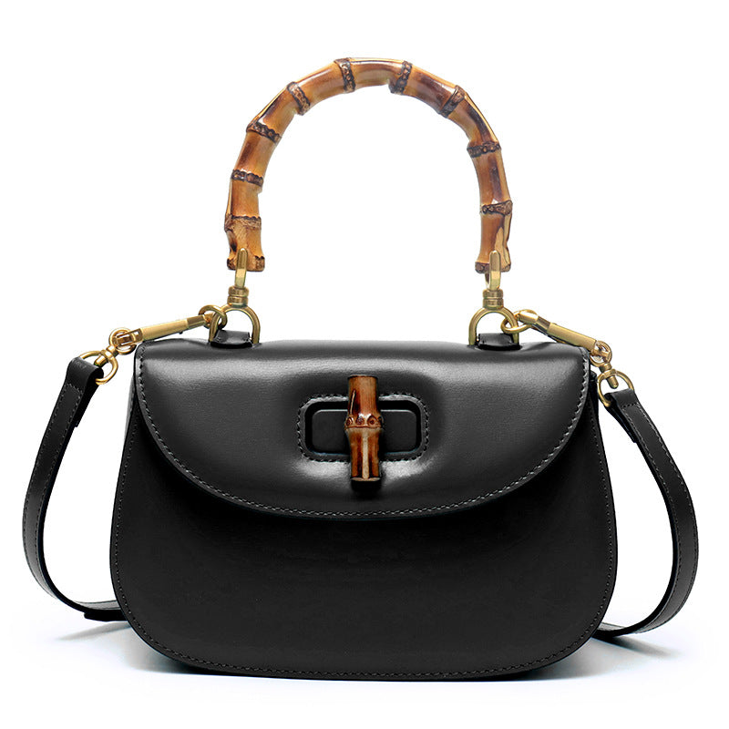 Genuine Leather Retro Bamboo Bag Handbags for Woman