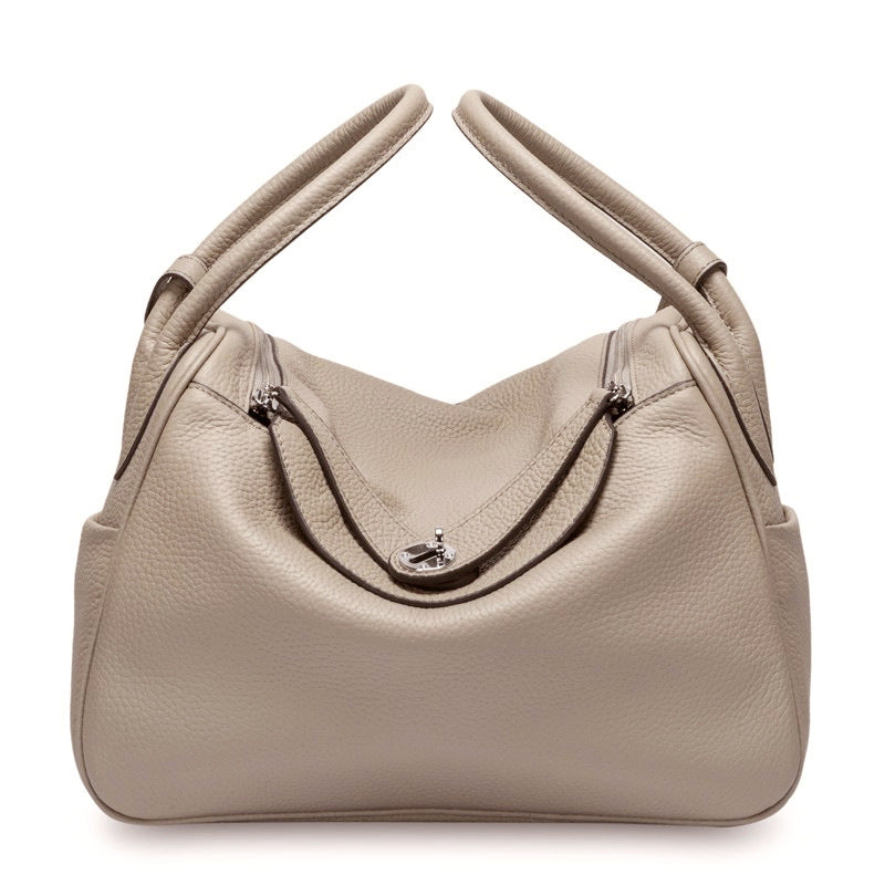 Top Grain Leather Inspired Lindy Bag Silver Hardware