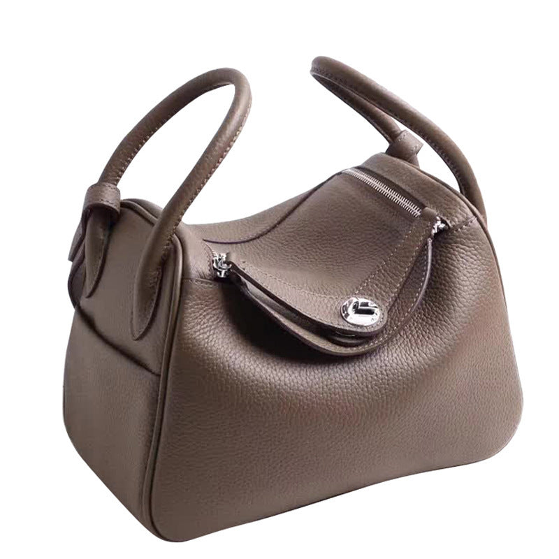 Top Grain Leather Inspired Lindy Bag Silver Hardware