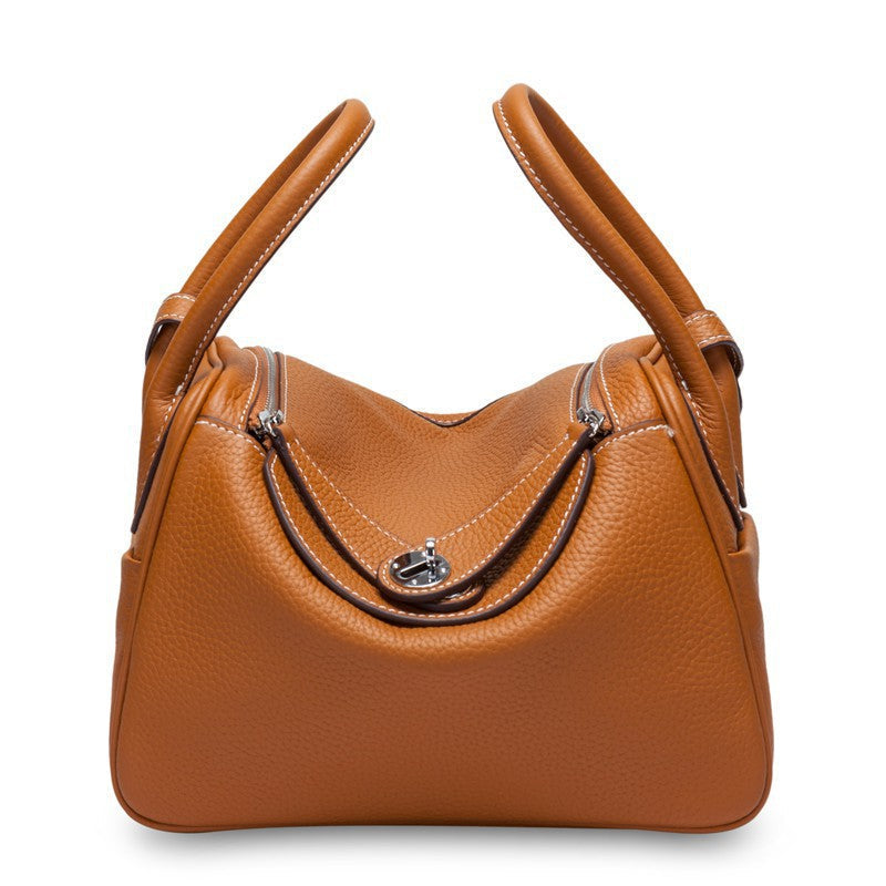 Top Grain Leather Inspired Lindy Bag Silver Hardware