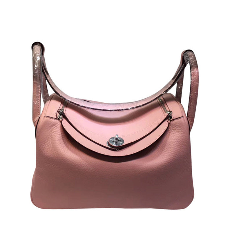 Top Grain Leather Inspired Lindy Bag Silver Hardware