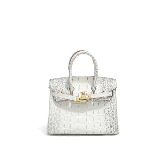 Designer Handbag | Crocodile Embossed Leather Luxury Inspired Birkin Bag