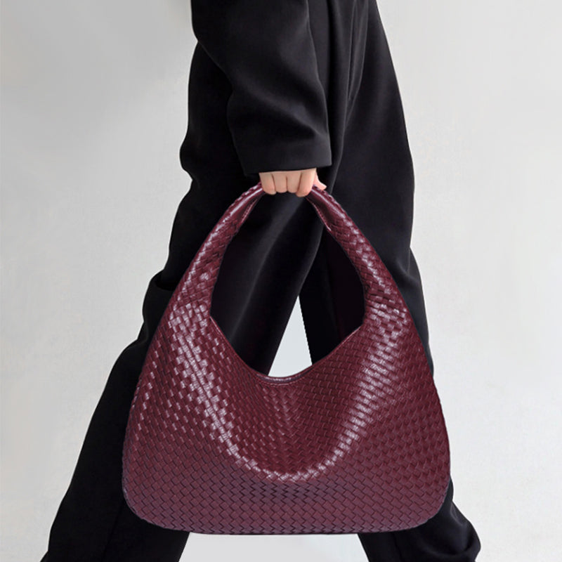 Dumpling Bag Woman Hobo Bag Vegan Leather Woven Bag